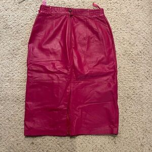 Vintage Leather “Diversity” Vibrant Pink Pencil Skirt